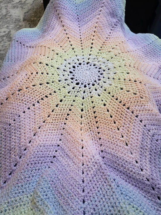 Other - Pastel Rainbow Crochet Star Handmade Soft Blanket